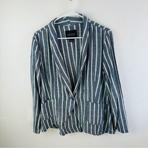 Sanctuary Gray White Stripe Linen‎ Blend Jacket Size M